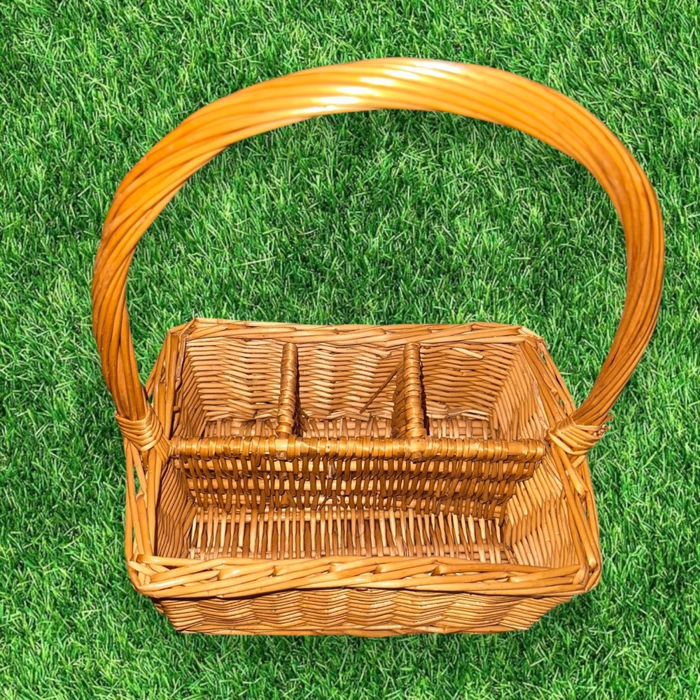 Vintage Wicker Silverware Basket
